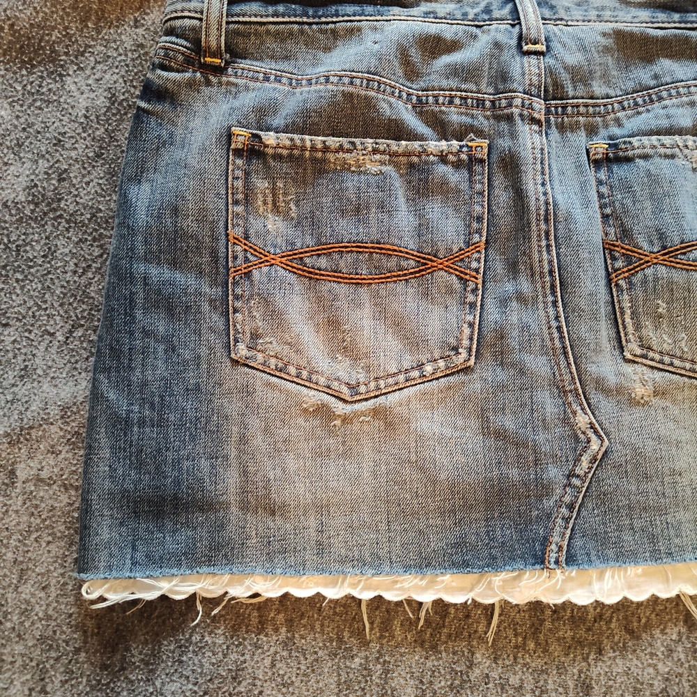 Abercrombie & Fitch Denim Mini Skirt with Lace Trim - Picture 6 of 9